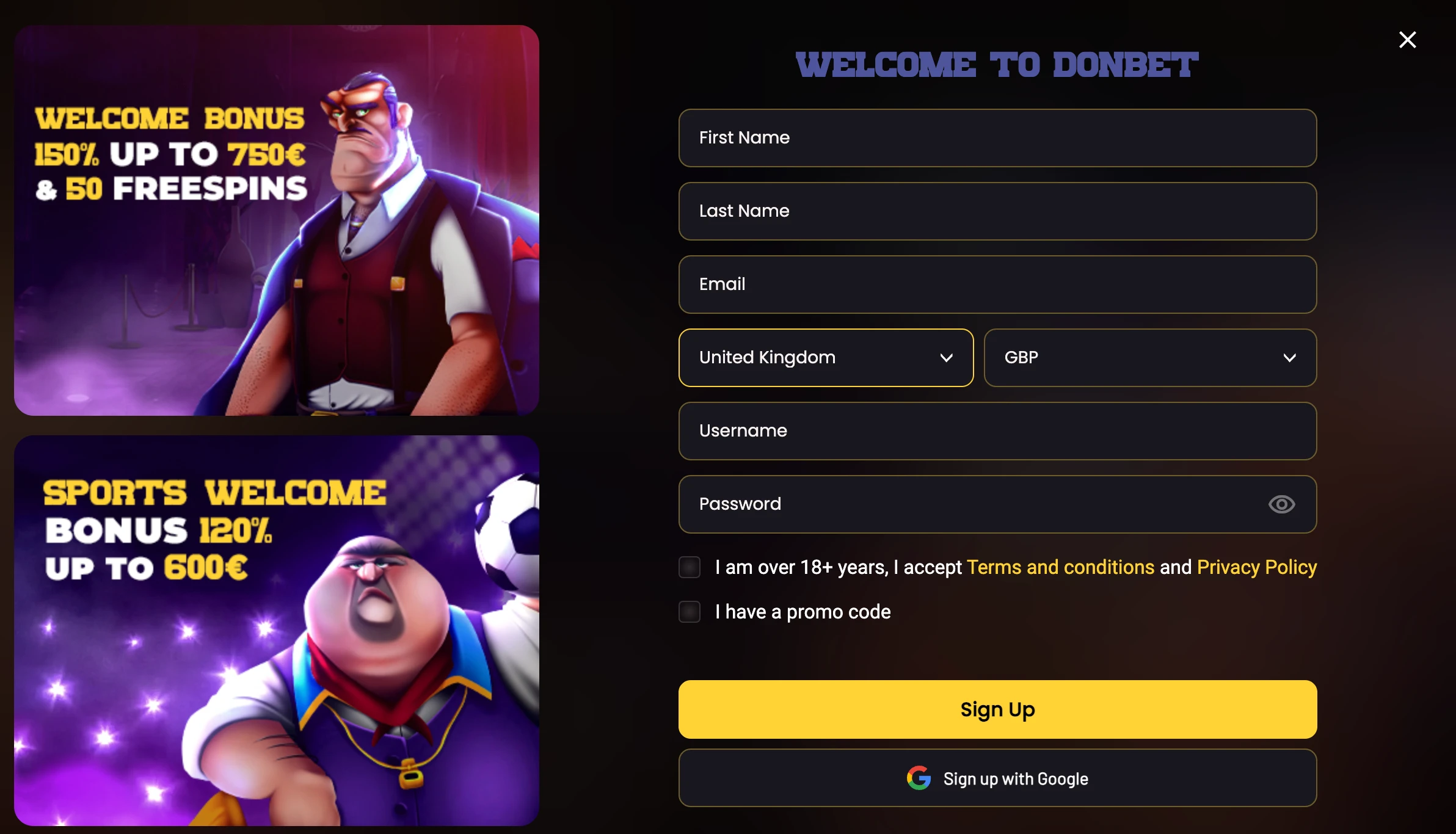 How to register and claim the Donbet welcome bonus